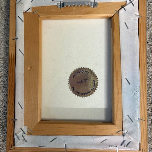 TEXTURED HEART/FLORAL/CANDLE OIL PAINTING IN DUSTY BLUE FRAME. 11X9" - Picture 2 of 2